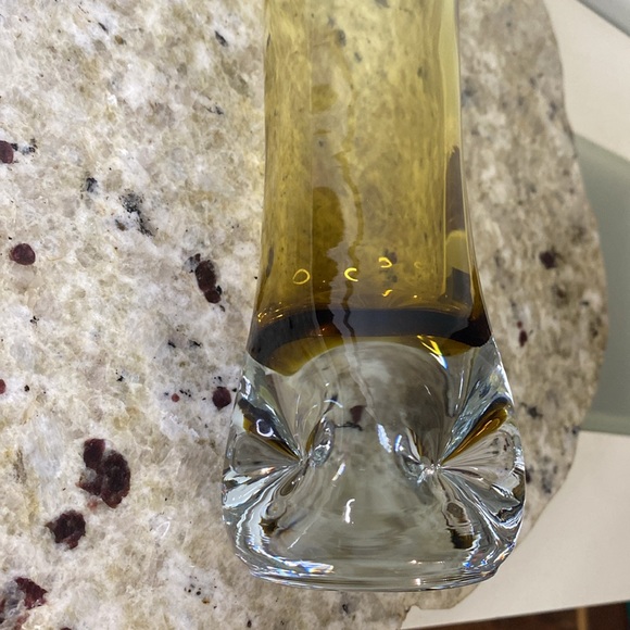 Mid 20th Century Bo Borgstrom Finnish Riihimaki Amber Glass Bud Vase 10” - Picture 12 of 15